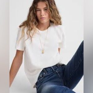 NWT Madewell Ivory Cream Cotton Blend Dakota Tee Sz XS